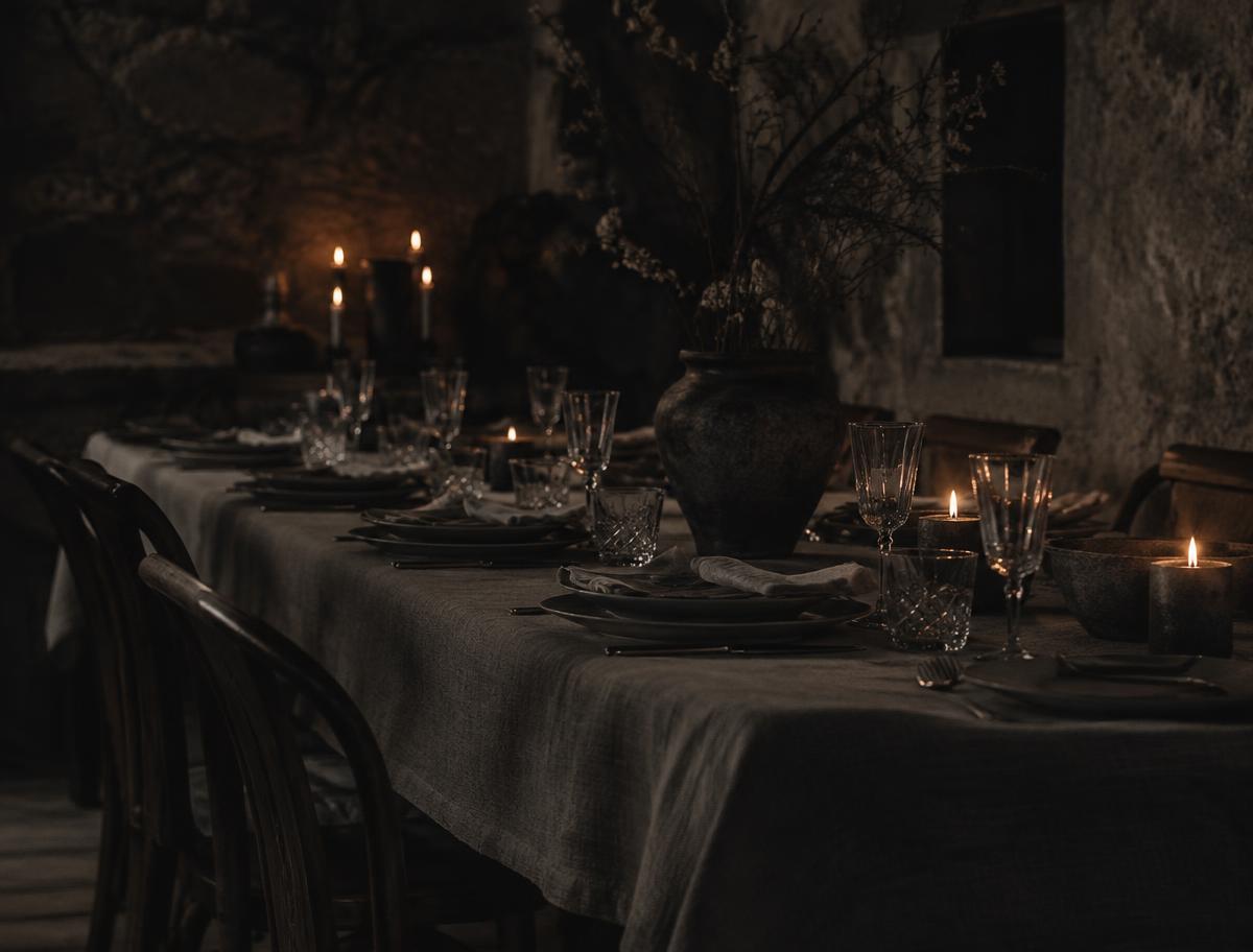 Table dressée pour un dîner privé